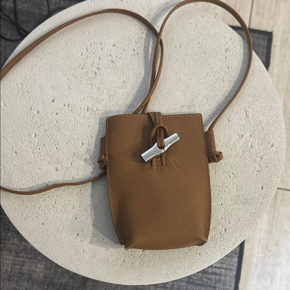 Longchamp Phone Case Brown Leather Crossbody Bag